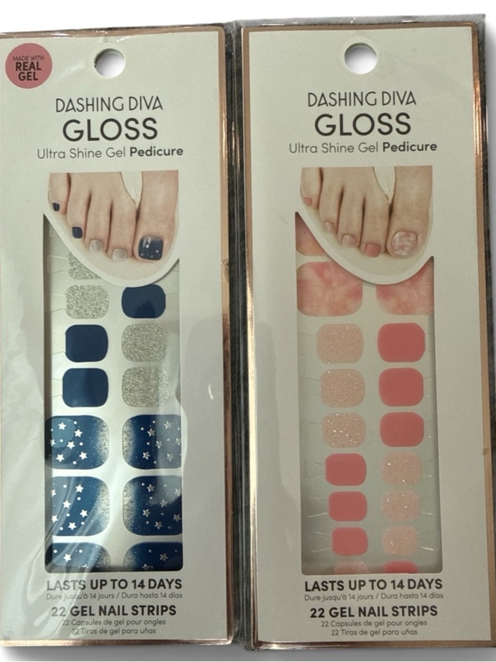 2 Dashing Diva Gloss Pedicure Ultra Shine Gel Pedicure New